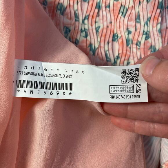 Endless Rose Floral Textured‎ Bow Tie Mini Dress Size M Pink Party - Picture 6 of 9